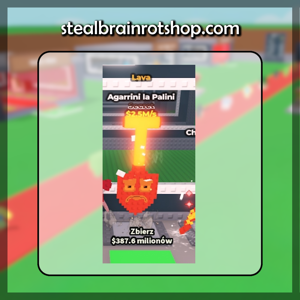 The Secret Brainrot Agarrini la Palini Lava variant in the popular ROBLOX game Steal A Brainrot. Sold by the #1 Steal A Brainrot Shop stealbrainrotshop.com!