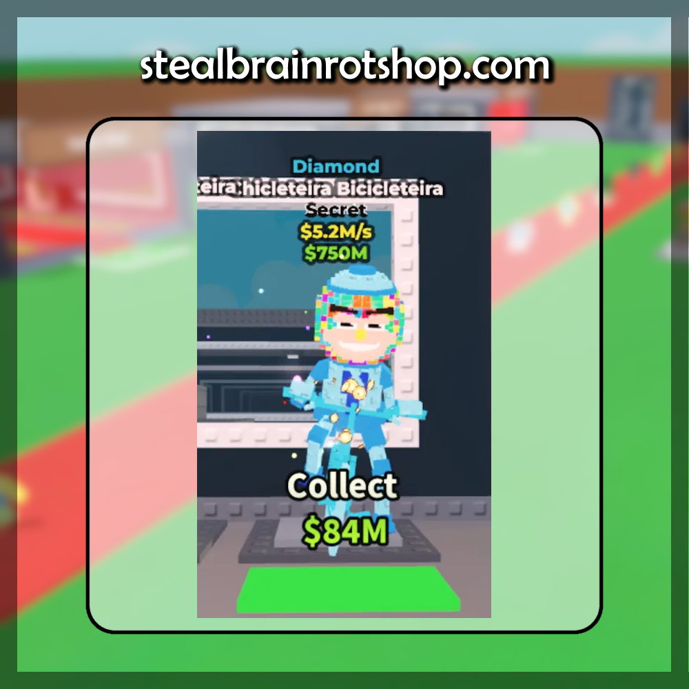 The Secret Brainrot Chicleteira Bicicleteira Diamond variant in the popular ROBLOX game Steal A Brainrot. Sold by the #1 Steal A Brainrot Shop stealbrainrotshop.com!