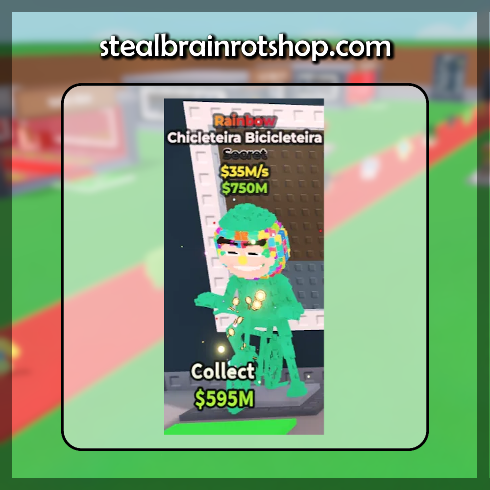 The Secret Brainrot Chicleteira Bicicleteira Rainbow variant in the popular ROBLOX game Steal A Brainrot. Sold by the #1 Steal A Brainrot Shop stealbrainrotshop.com!