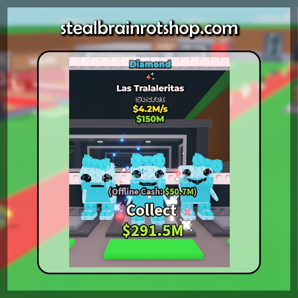 The Secret Brainrot Las Tralaleritas Diamond variant in the popular ROBLOX game Steal A Brainrot. Sold by the #1 Steal A Brainrot Shop stealbrainrotshop.com!