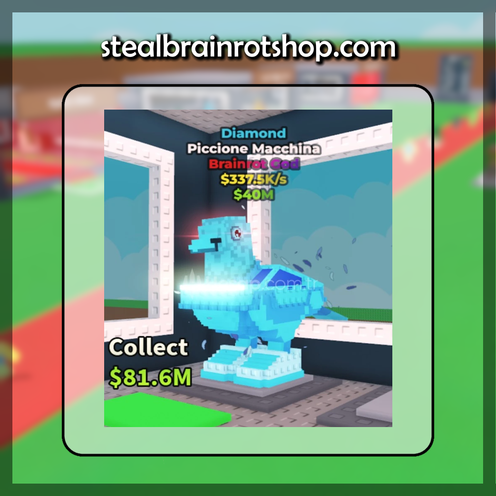 The Brainrot God Piccione Macchina Diamond variant in the popular ROBLOX game Steal A Brainrot. Sold by the #1 Steal A Brainrot Shop stealbrainrotshop.com!