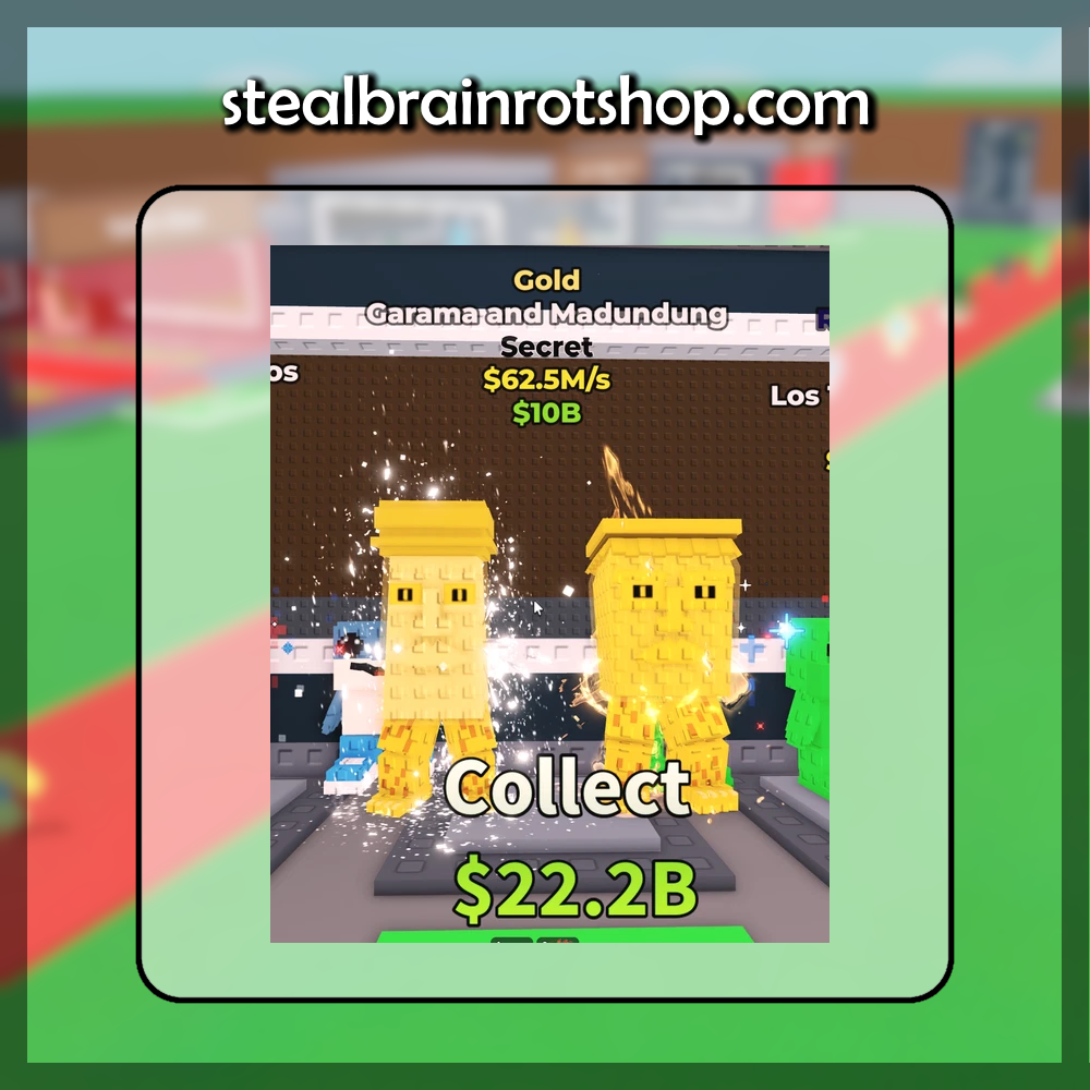 The Secret Brainrot Garama and Madundung Gold variant in the popular ROBLOX game Steal A Brainrot. Sold by the #1 Steal A Brainrot Shop stealbrainrotshop.com!