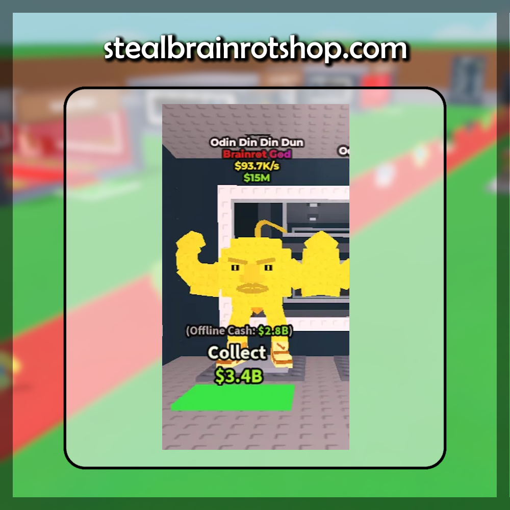 The Brainrot God Odin Din Din Dun Gold variant in the popular ROBLOX game Steal A Brainrot. Sold by the #1 Steal A Brainrot Shop stealbrainrotshop.com!