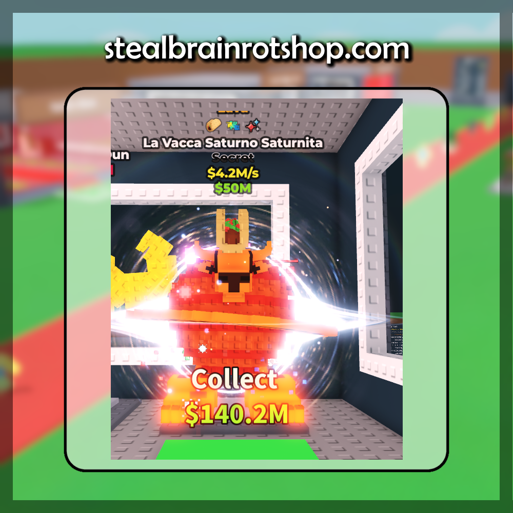 The Secret Brainrot La Vacca Saturno Saturnita Lava variant in the popular ROBLOX game Steal A Brainrot. Sold by the #1 Steal A Brainrot Shop stealbrainrotshop.com!