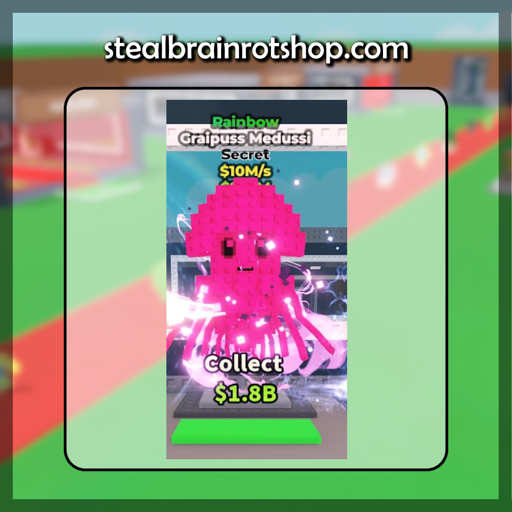 The Secret Brainrot Graipuss Medussi Rainbow variant in the popular ROBLOX game Steal A Brainrot. Sold by the #1 Steal A Brainrot Shop stealbrainrotshop.com!