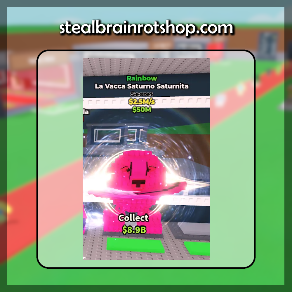 The Secret Brainrot La Vacca Saturno Saturnita Rainbow variant in the popular ROBLOX game Steal A Brainrot. Sold by the #1 Steal A Brainrot Shop stealbrainrotshop.com!