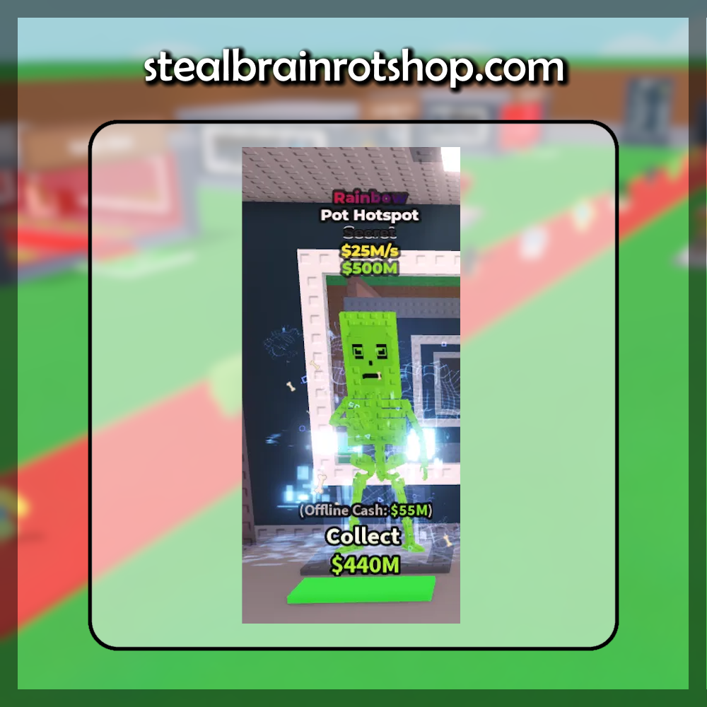 The Secret Brainrot Pot Hotspot Rainbow variant in the popular ROBLOX game Steal A Brainrot. Sold by the #1 Steal A Brainrot Shop stealbrainrotshop.com!