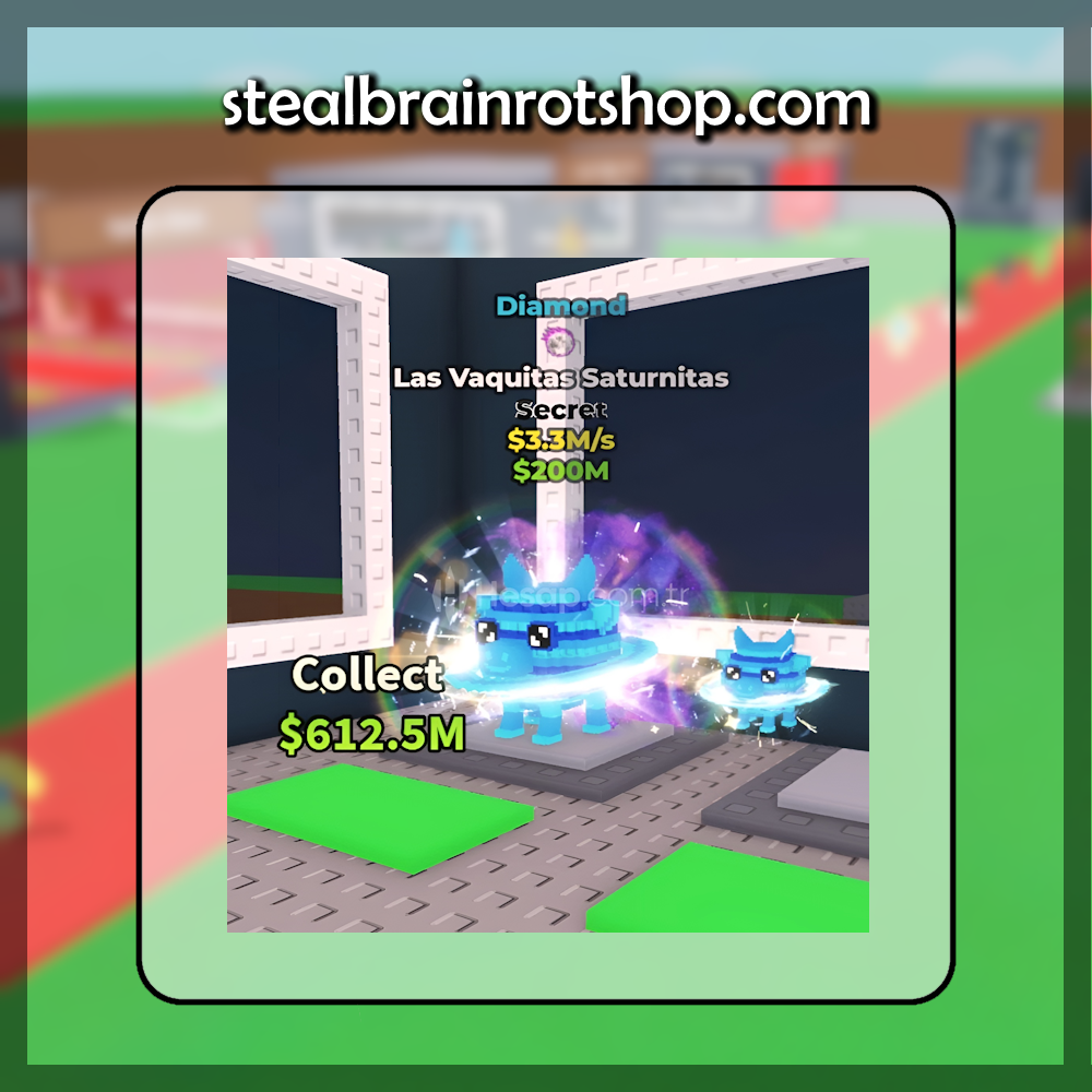 The Secret Brainrot Las Vaquitas Saturnitas with Diamond mutation in the popular ROBLOX game Steal A Brainrot. Sold by the #1 Steal A Brainrot Shop stealbrainrotshop.com!