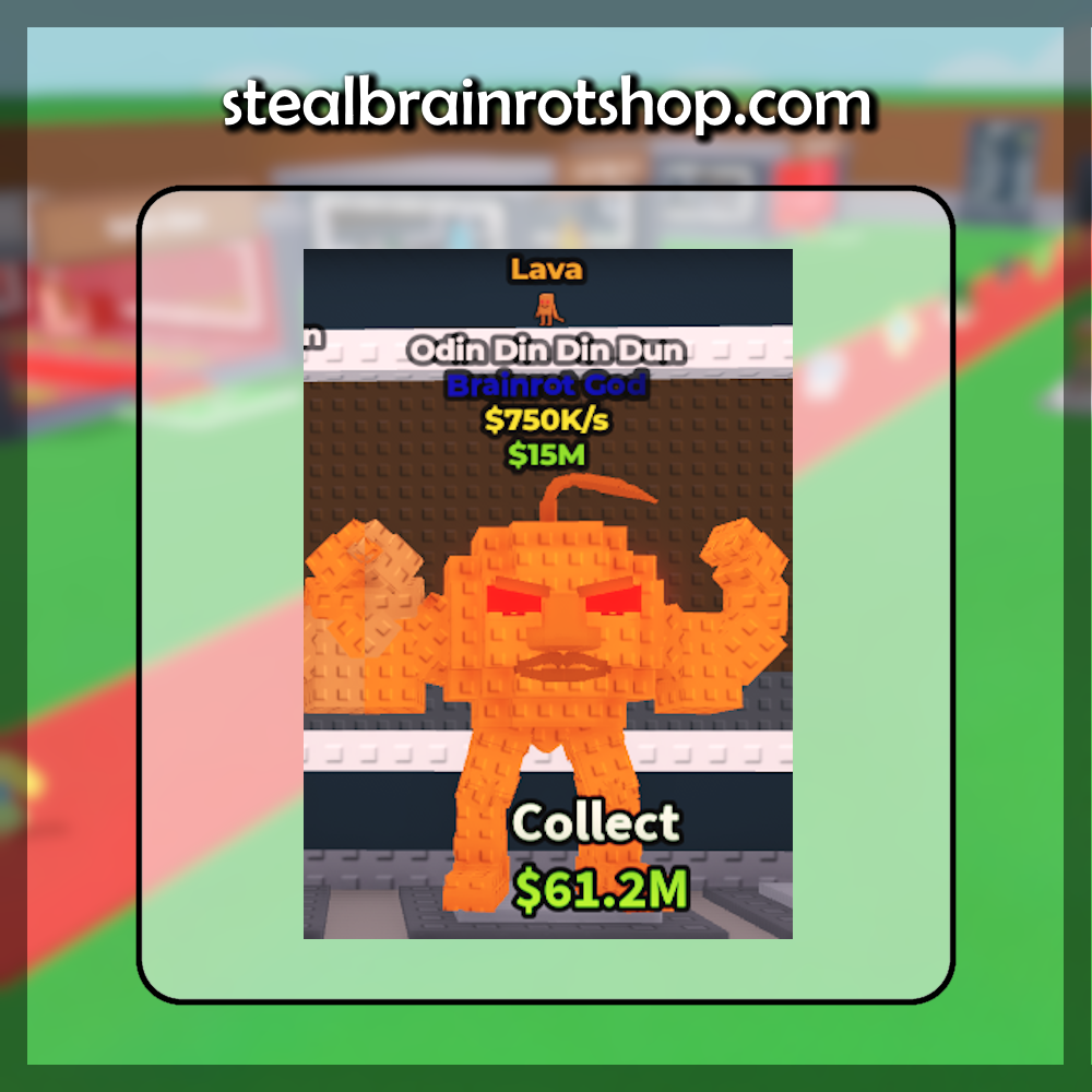 The Brainrot God Odin Din Din Dun Lava variant in the popular ROBLOX game Steal A Brainrot. Sold by the #1 Steal A Brainrot Shop stealbrainrotshop.com!