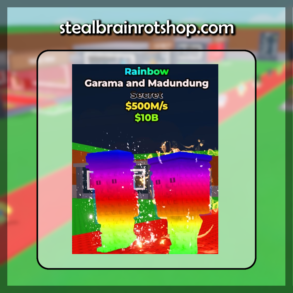 The Secret Brainrot Garama and Madundung Rainbow variant in the popular ROBLOX game Steal A Brainrot. Sold by the #1 Steal A Brainrot Shop stealbrainrotshop.com!