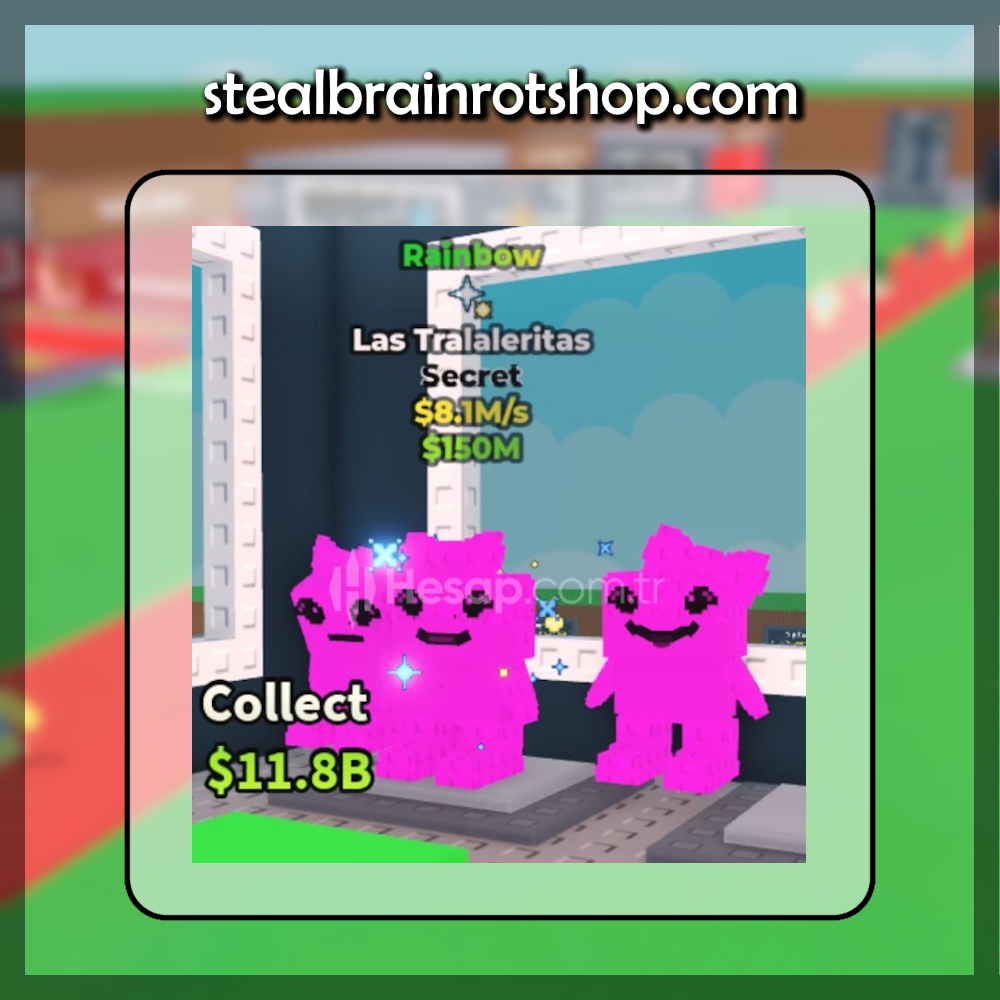 The Secret Brainrot Las Tralaleritas Rainbow variant in the popular ROBLOX game Steal A Brainrot. Sold by the #1 Steal A Brainrot Shop stealbrainrotshop.com!