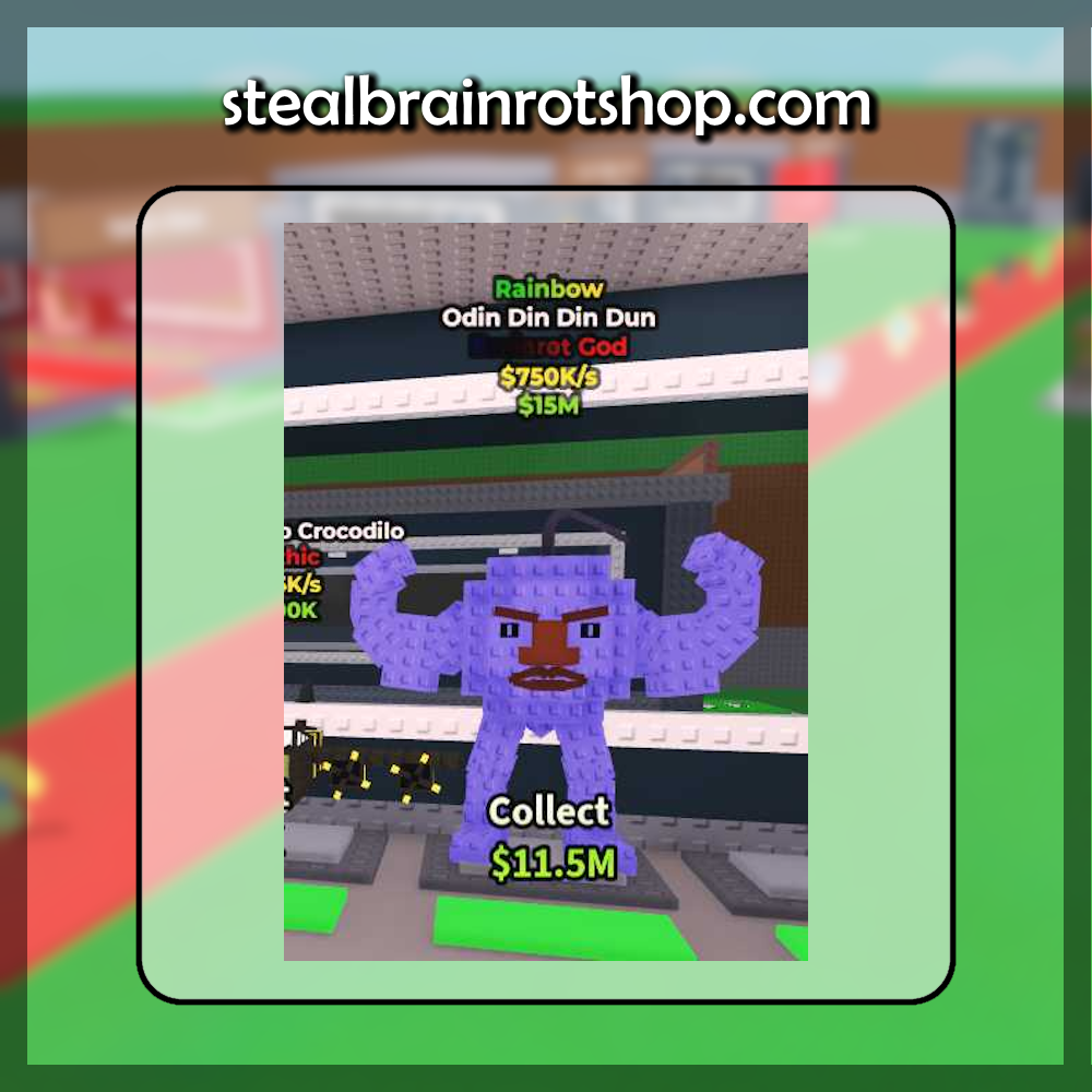 The Brainrot God Odin Din Din Dun Rainbow variant in the popular ROBLOX game Steal A Brainrot. Sold by the #1 Steal A Brainrot Shop stealbrainrotshop.com!